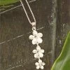 Ku'uipo Sterling Silver Plumeria Three Tiered Necklace