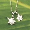 Ku'uipo Sterling Silver Honu & Plumeria Double Charm Necklace