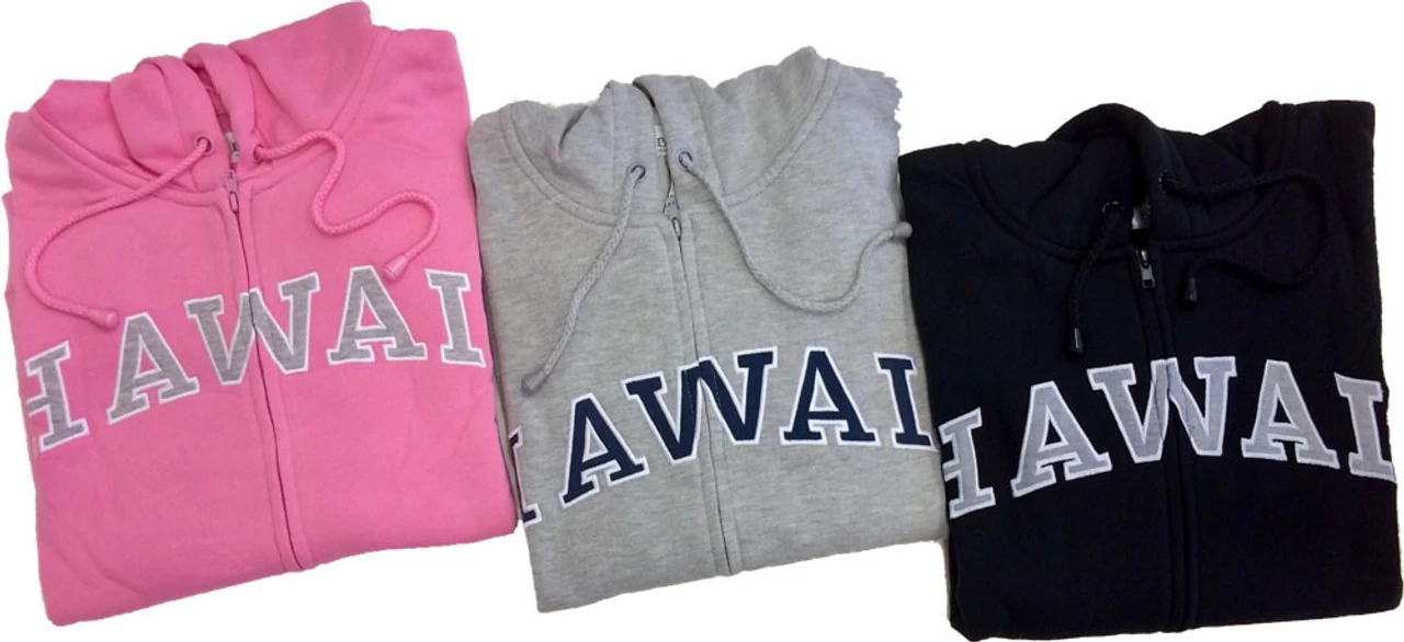 Sweatshirt Zip Up Hoodie - Hawaii Logo Design: Gray - Image 4